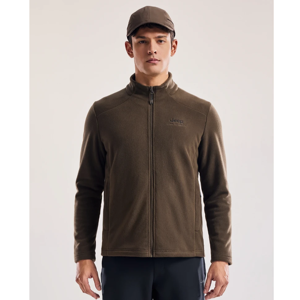 Jeep吉普户外抓绒衣男摇粒绒立领外套秋加厚保暖开衫冲锋衣内胆