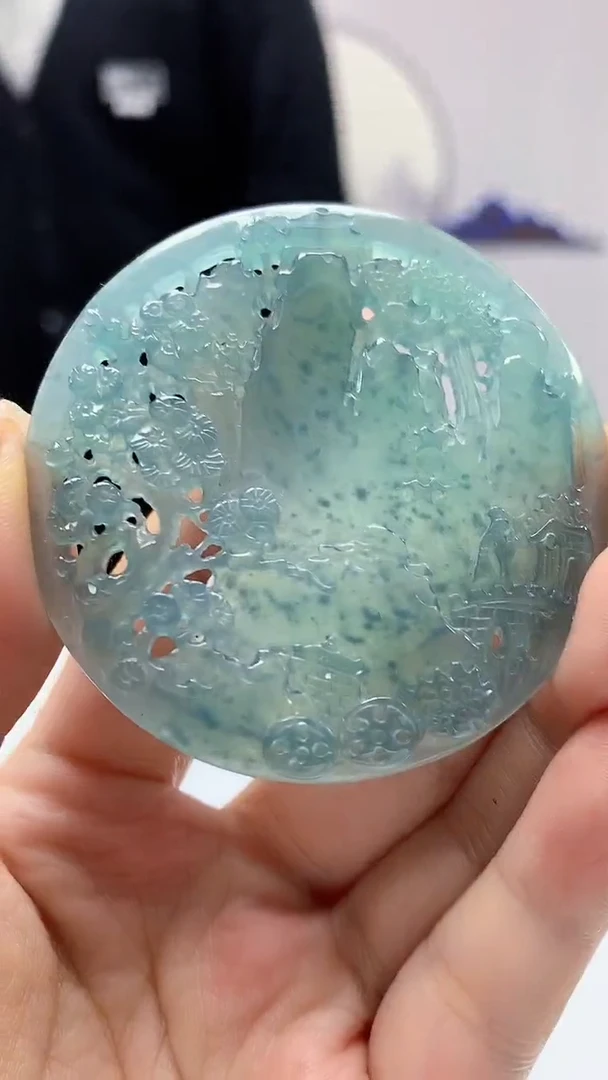 【闪购商品】定制翡翠未镶嵌5145ms-毛货129山水赠珠链