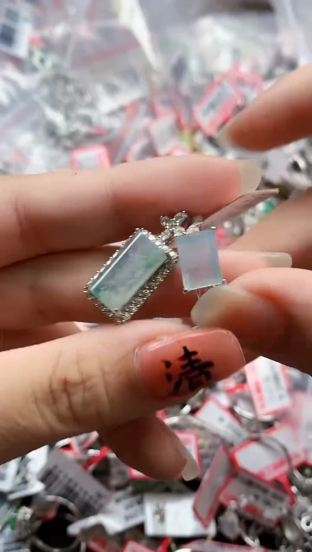 银S925镶嵌戒指翡翠天然A货缅甸翡翠