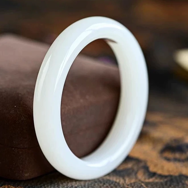 【豆豆珠宝甄选】天然和田玉新疆羊脂玉白玉正圈手镯油润细腻优雅