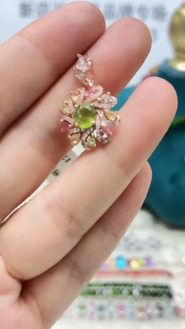 银S925镶嵌吊坠碧玺507ZB1129产品一个（多样性）