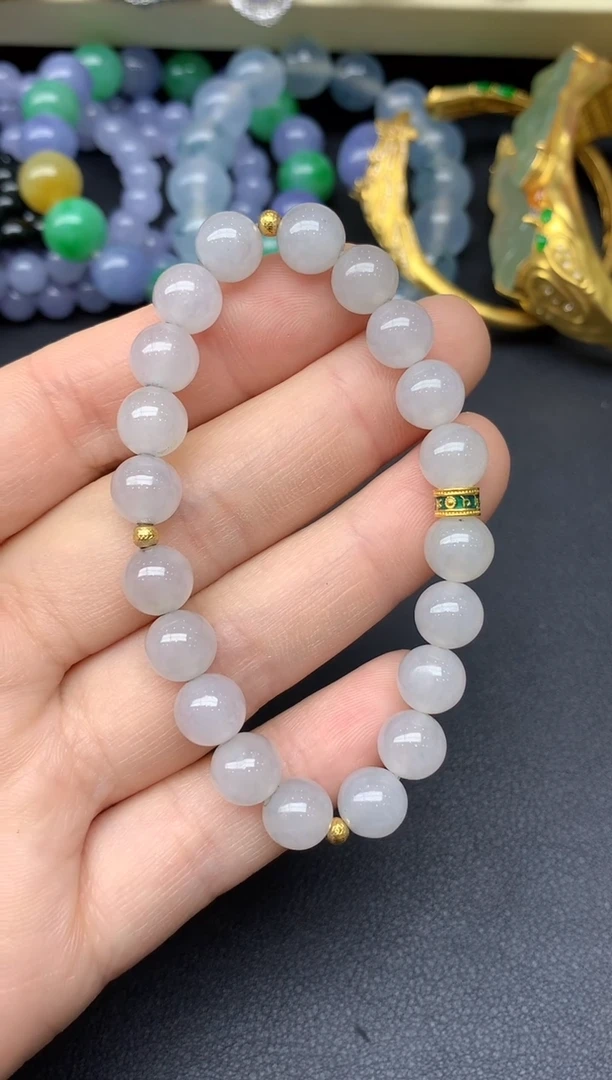 18K金镶嵌手串翡翠169-雪姐翡翠天天见