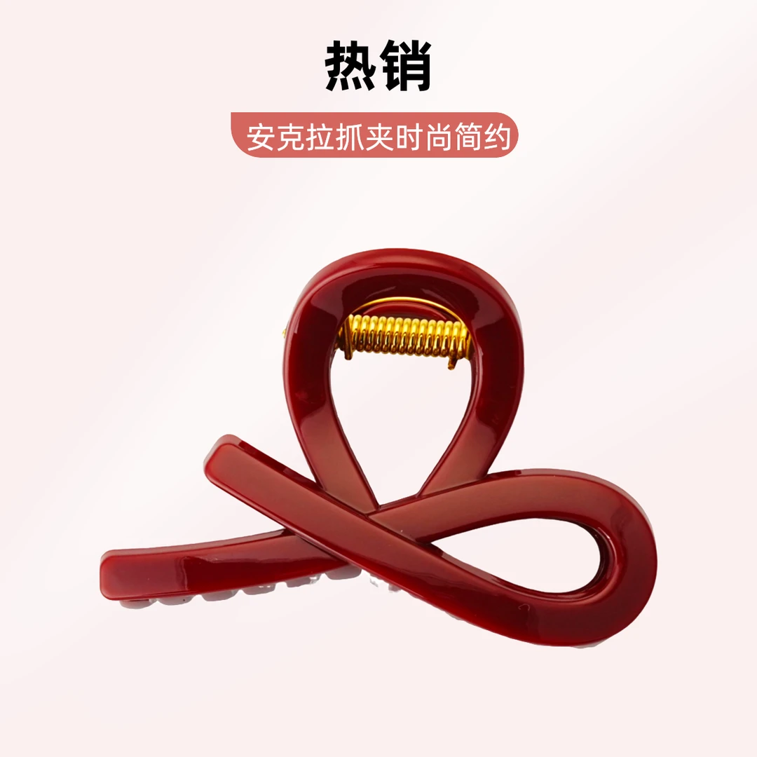 【三指发量】经典气质安哥拉红比心8cm中号抓夹F6002优雅时尚网红