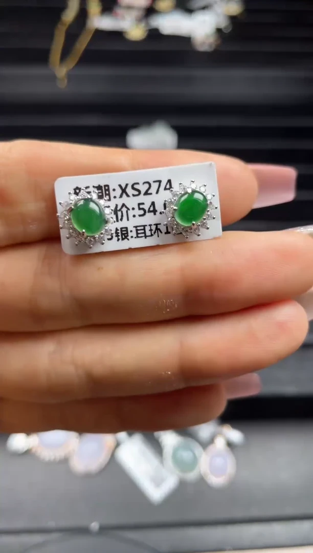 银S925镶嵌戒指翡翠天然翡翠A货