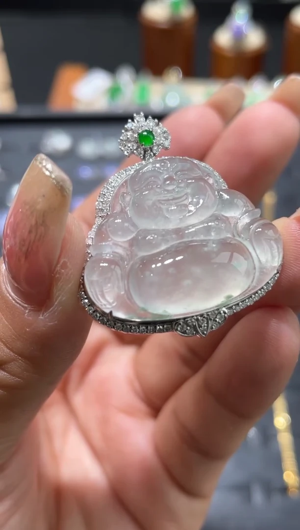 翡翠挂件18K金镶嵌雨*0608LHL11