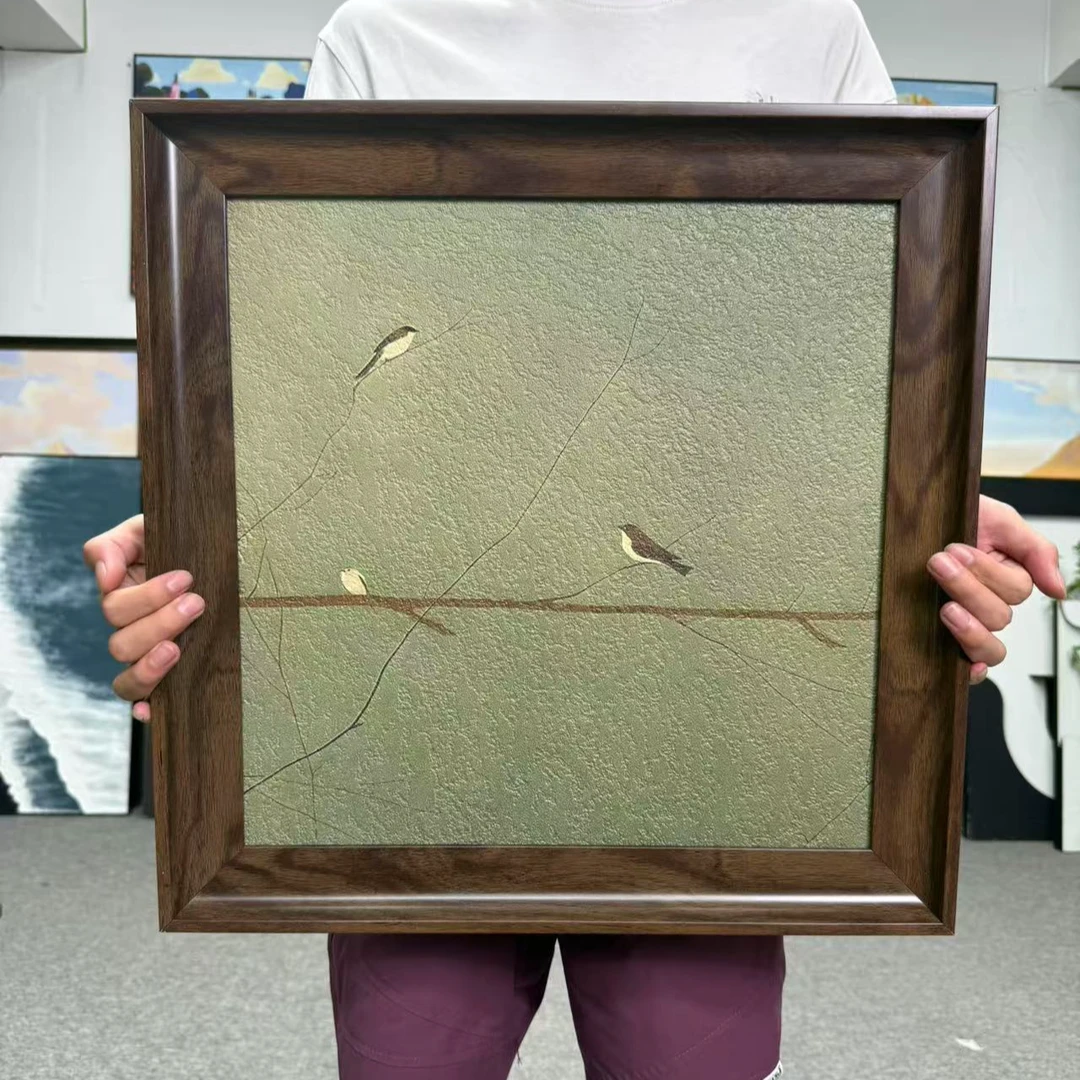 法式风《飞鸟》抽象艺术客厅餐厅卧室床头装饰挂画5050