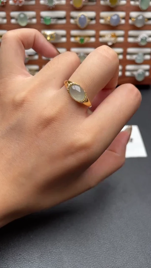 翡翠戒指银S925镶嵌一物一证一礼盒