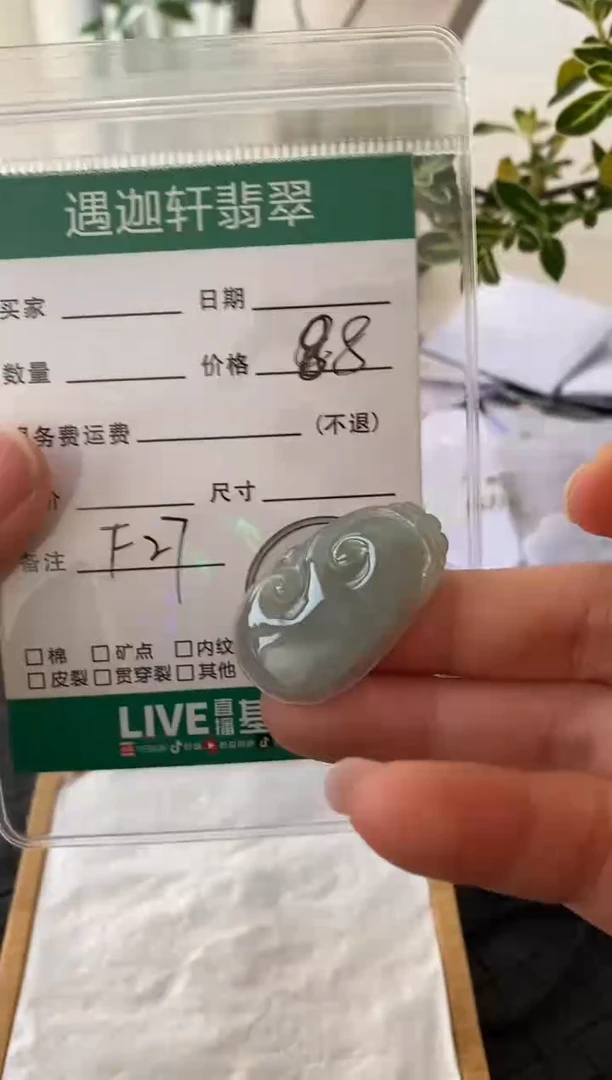 吊坠(不含链)银S925镶嵌翡翠F27