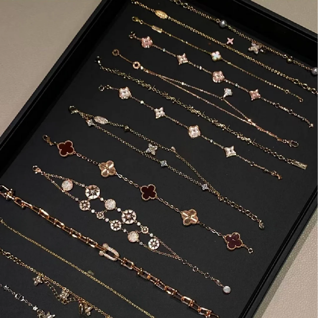 #三男孩专享#004时尚百搭手链小马蹄黑白圆饼手链老花手链