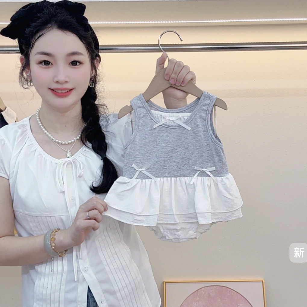 夏季新款花边拼接背心包屁裙女宝宝夏款无袖韩版