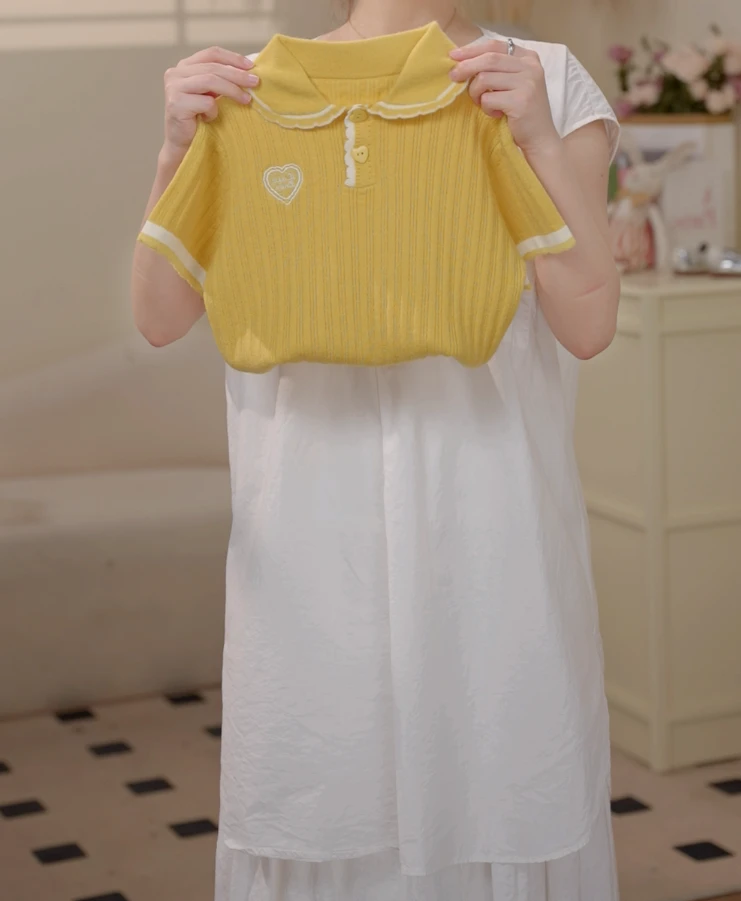 【现货】2025夏季韩版学院风针织短袖2549A