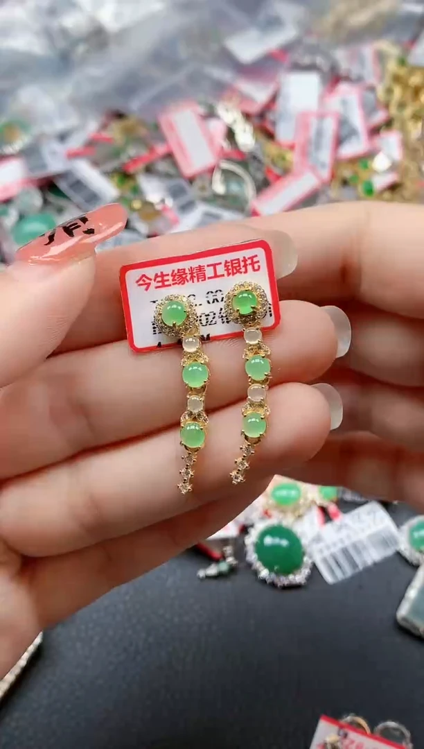银S925镶嵌戒指翡翠天然A货缅甸翡翠