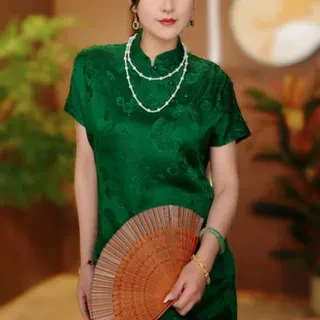 墨玉莨纱｜双面双穿油皮老料新中式女装中长连衣裙2024B8701一一