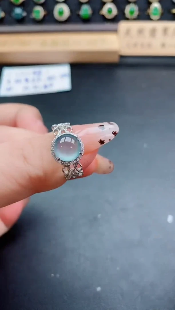 银S925镶嵌戒指翡翠1