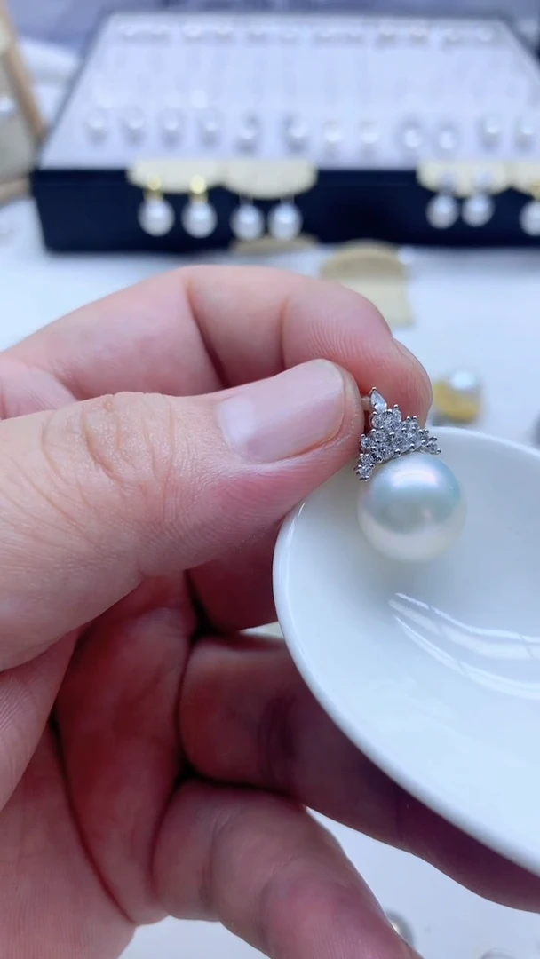 淡水珍珠银S925镶嵌吊坠(不含链)13.2