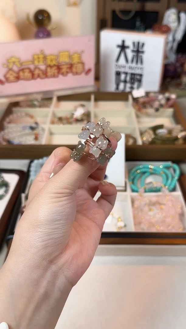 和田玉戒指银S925镶嵌F3 和田玉戒指多样性发一