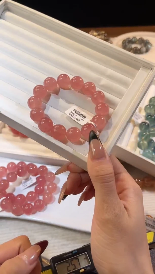 合成欧泊未镶嵌手串多样性发一草莓晶15mm