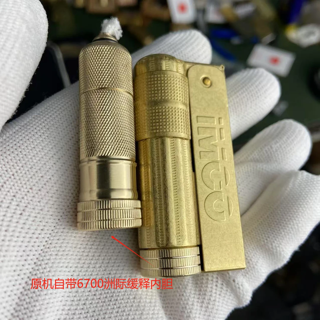 防风煤油打火机6700 IMCO标全套原铜滚花复古砂轮打火机