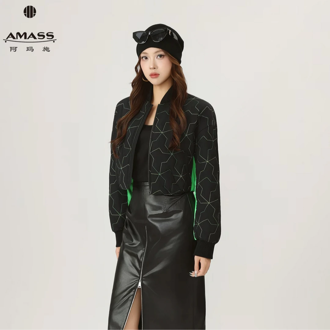 AMASS/阿玛施短款短外套时尚女秋季运动风衣春季拼接绗缝540084