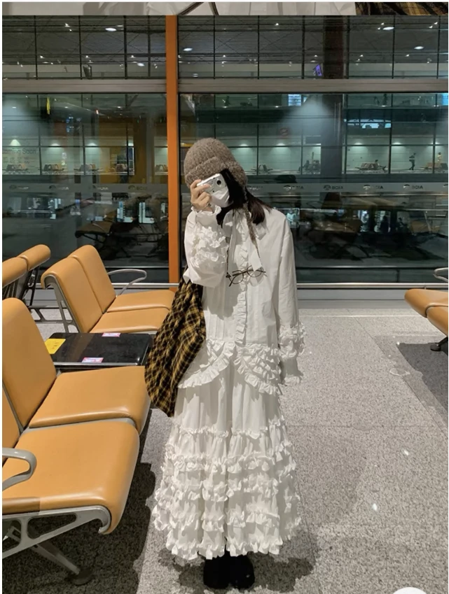 微胖大码宽松法式复古重工百搭花边半身裙女休闲多层蛋糕裙长裙子