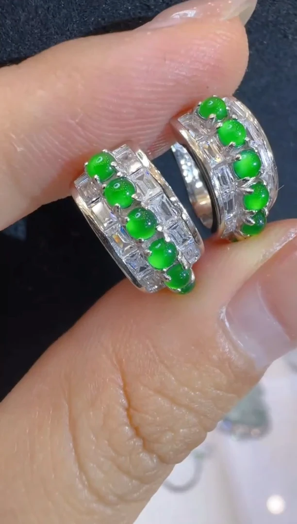 银S925镶嵌翡翠耳饰多样性团购发一件