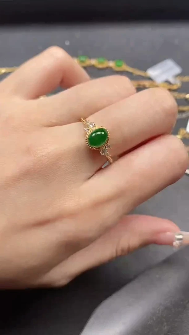 银S925镶嵌戒指翡翠11511