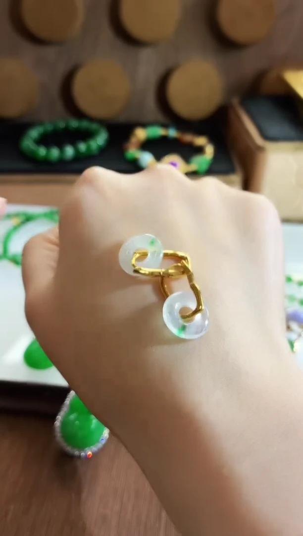 翡翠银S925镶嵌耳饰耳饰