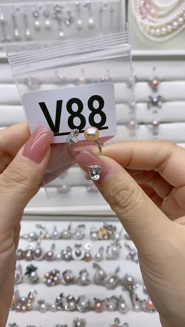银S925镶嵌珠宝奇石淡水珍珠✎****࿐V88