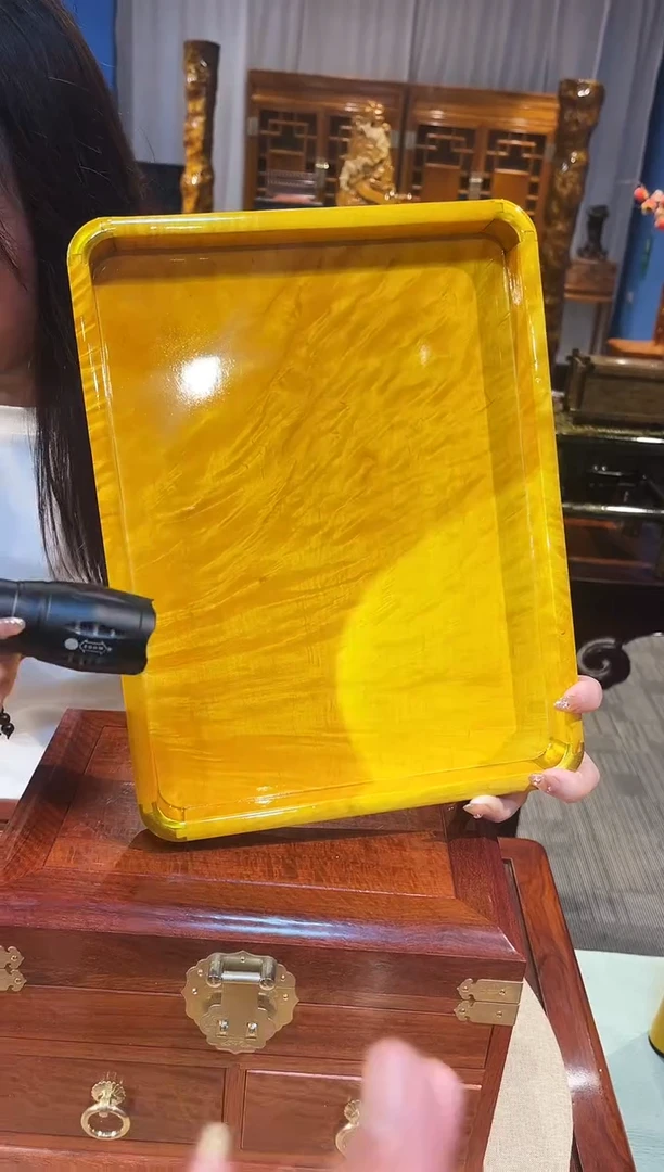 金丝楠金丝楠大叶水波铜榫文承盘