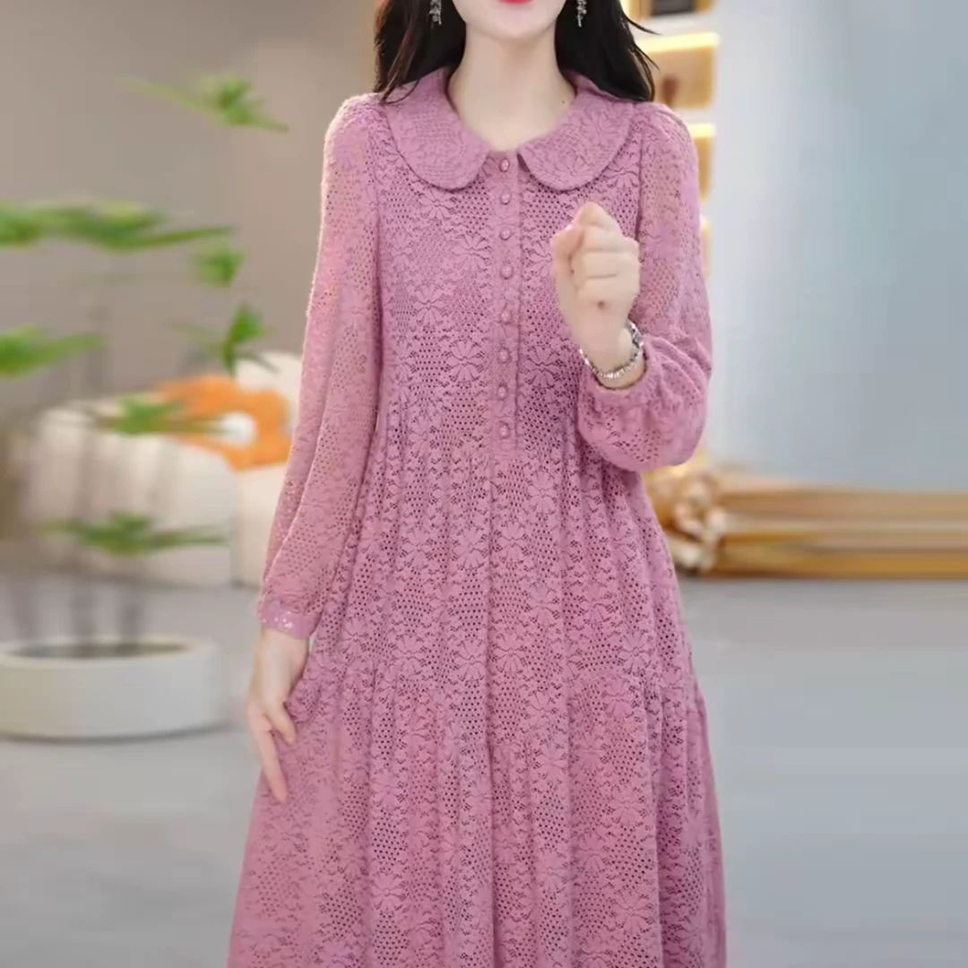 女装气质轻奢蕾丝连衣裙秋季新款时尚优雅洋气显瘦遮肉中长裙
