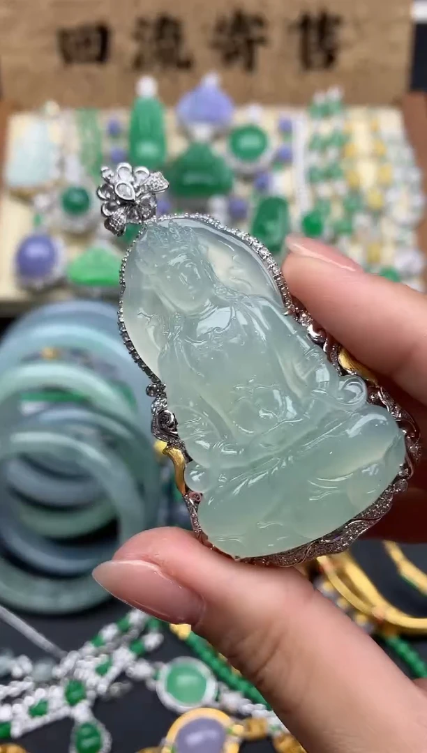【闪购商品】翡翠吊坠(不含链)18K金镶嵌393-中国好珍宝