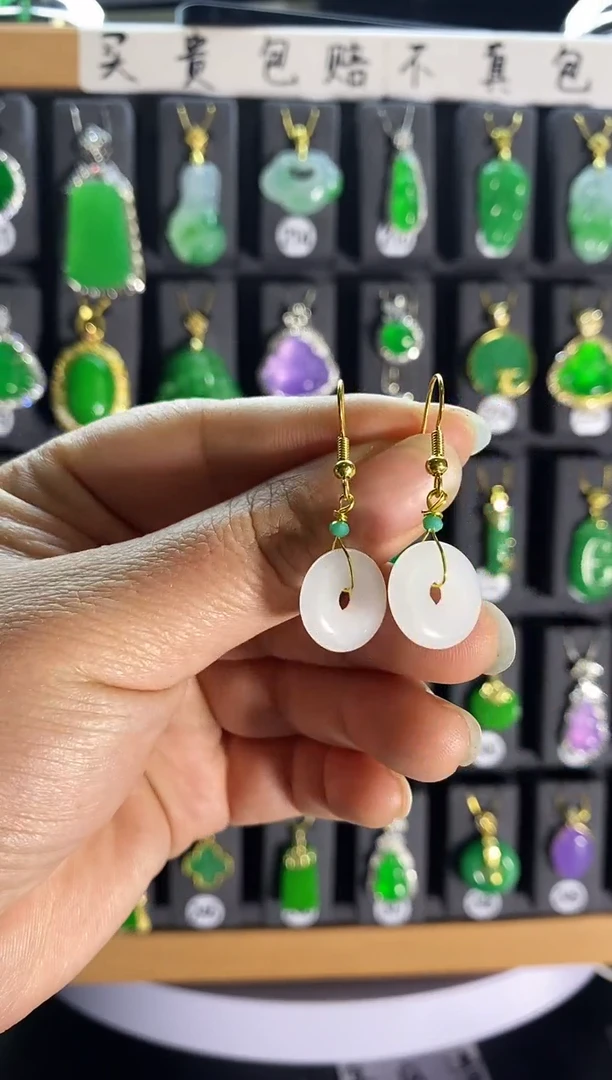 【闪购商品】和田玉耳饰银S925镶嵌039