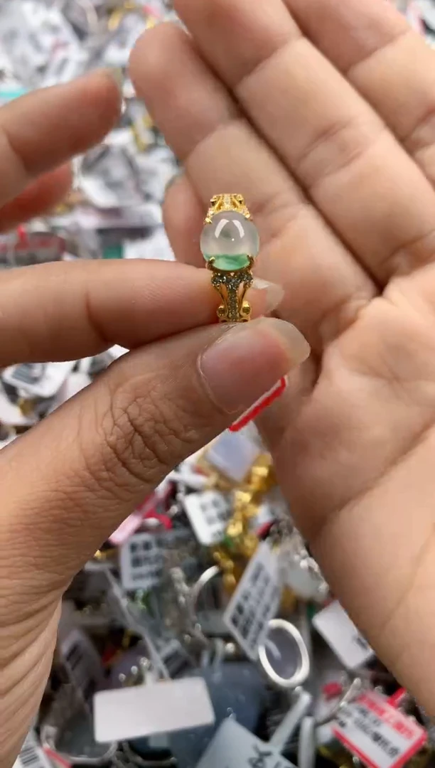 银S925镶嵌戒指翡翠666    9