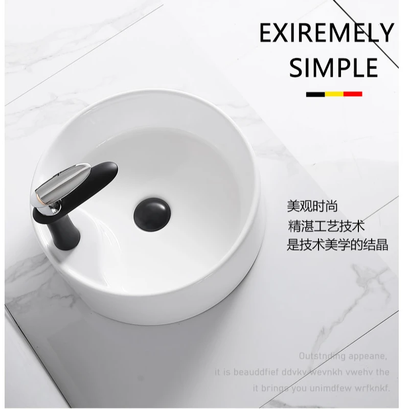 北欧台盆家用阳台洗手盆台上盆圆形陶瓷洗脸盆小尺寸卫生间洗漱池