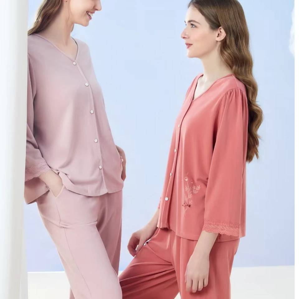 芬腾亲肤绒大码保暖女士长裤长袖家居服舒适睡衣女款爆款2025新款