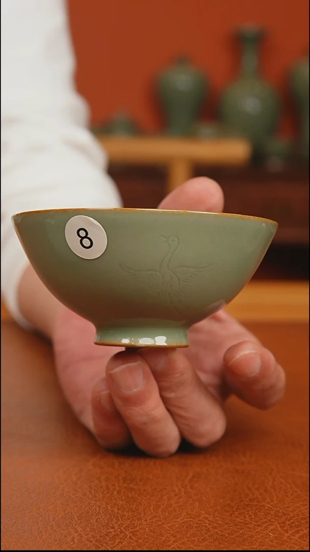 越窑秘色瓷云鹤盏二级品