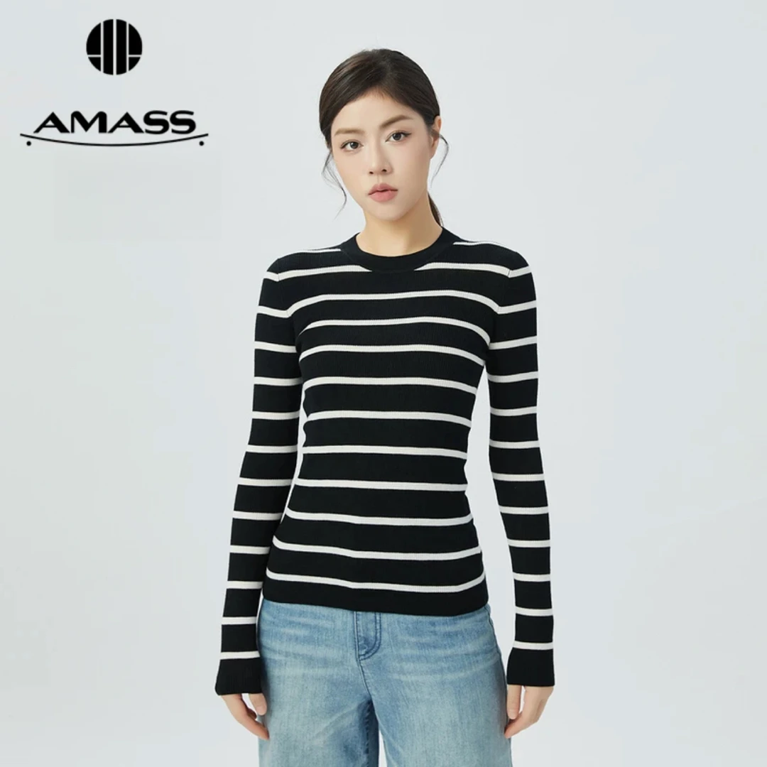 【阿玛施AMASS】新品条纹打底衫5399639显瘦