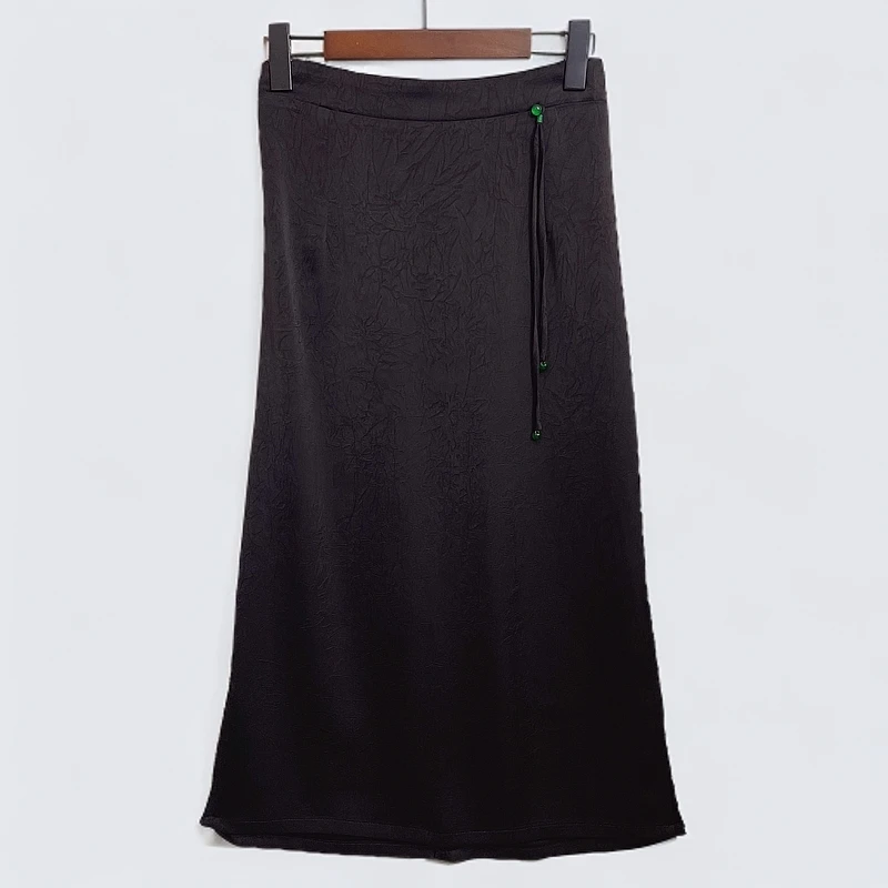 075【阿杰专属】新款减龄满印冠乐邹流苏半裙休闲百搭女士开叉