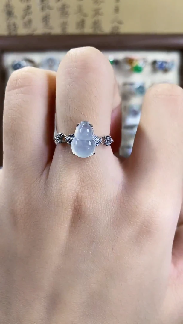 银S925镶嵌戒指翡翠 天然A货翡翠59