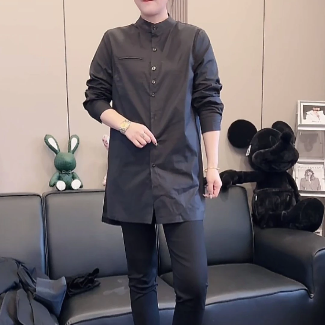 25077【薇语莎】春季新款时尚百搭休闲小立领显瘦洗水透气衬衣