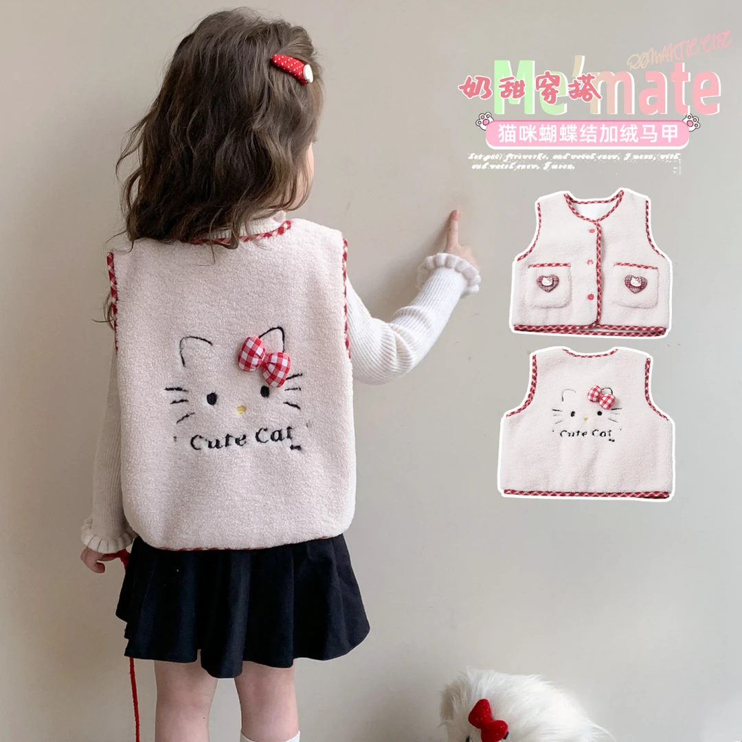 女童加绒马甲外穿加厚一体绒儿童坎肩背心女孩宝宝秋冬装2025新款