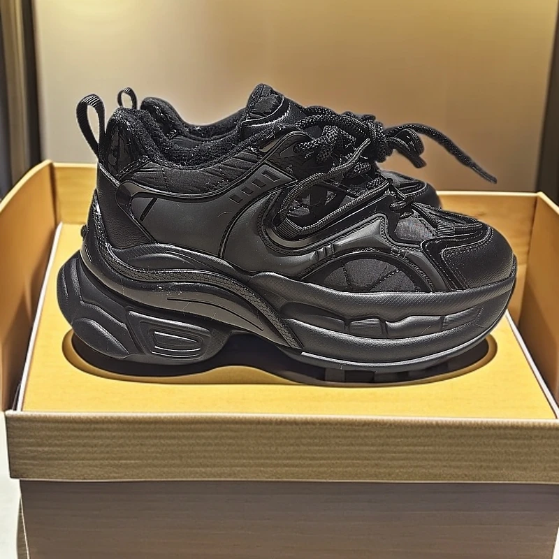 8553断码清仓清黑色老爹鞋女新款黑色休闲运动鞋潮松糕厚底增高鞋