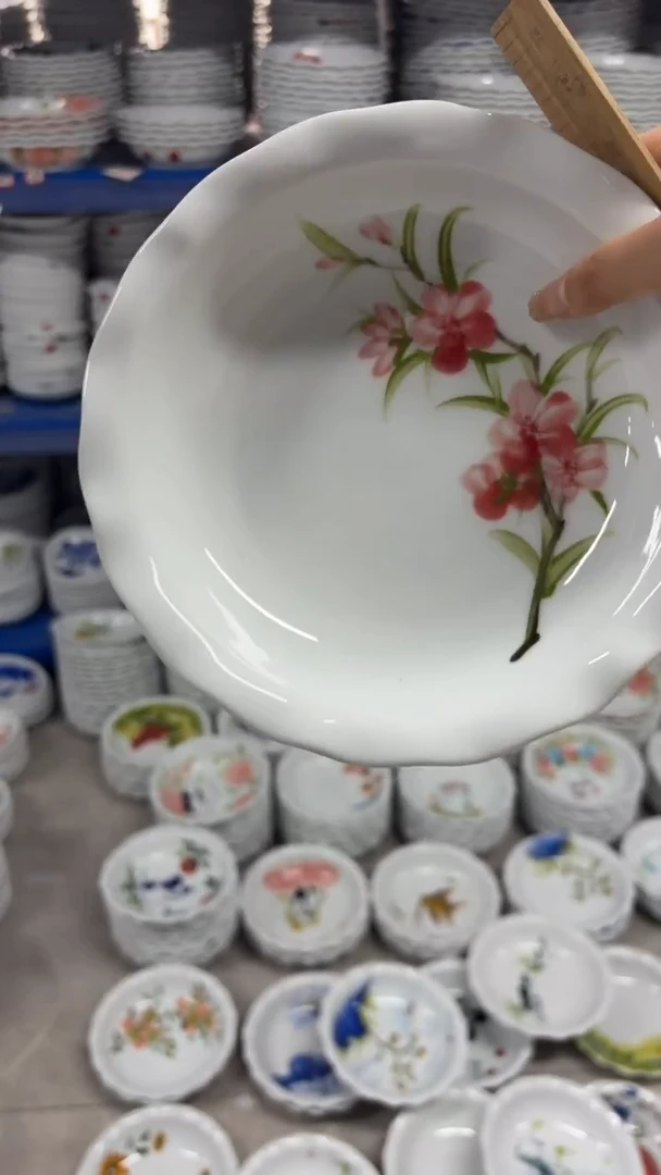 瓷片景德镇高温陶瓷食品级手绘釉中彩-如意盘