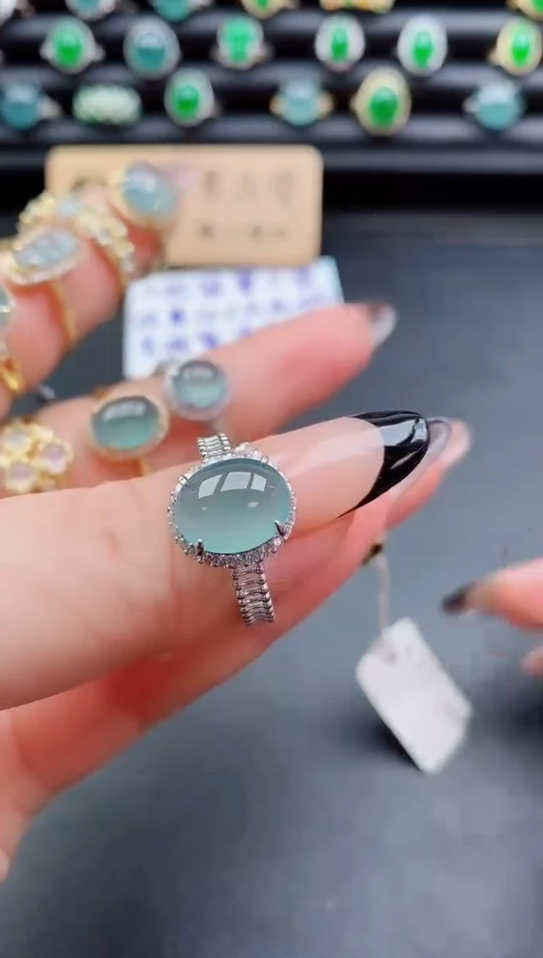 银S925镶嵌戒指翡翠1