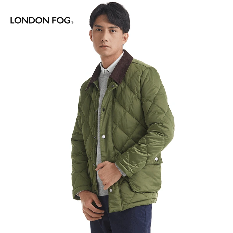LONDON FOG伦敦雾情侣款英伦风菱形格男款羽绒服短款LW22WJ881M