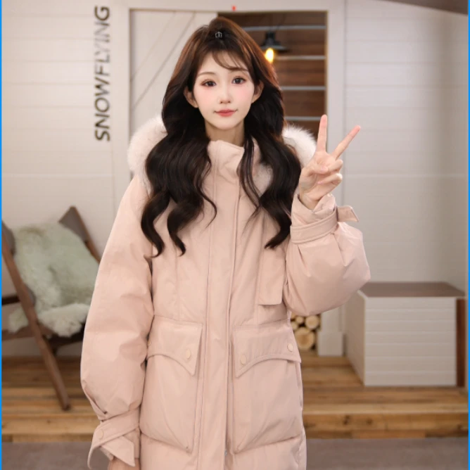 【成毅推荐】雪中飞蝴蝶袖毛领连帽保暖冬季长款羽绒服X40140348