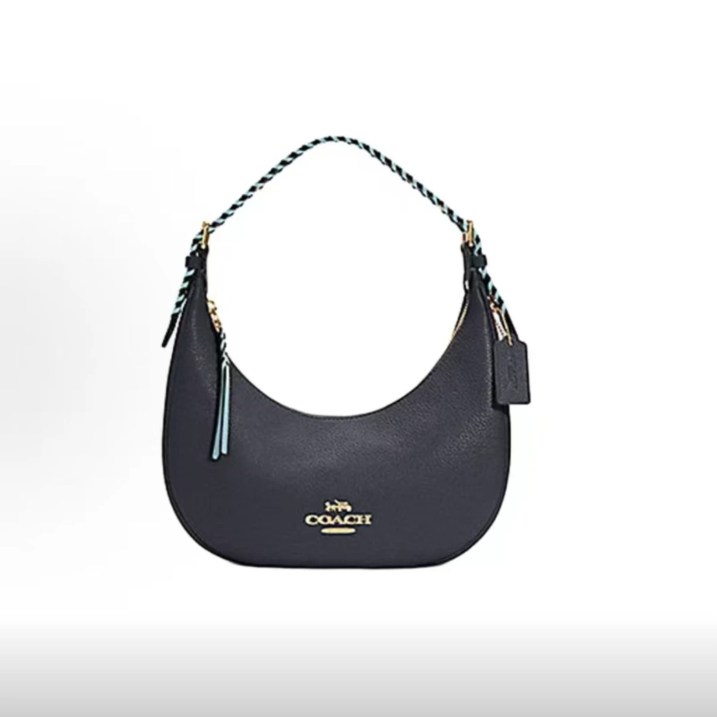 95新 COACH/蔻驰 a1081鹅卵石纹蓝色腋下单肩手提包28*7*27