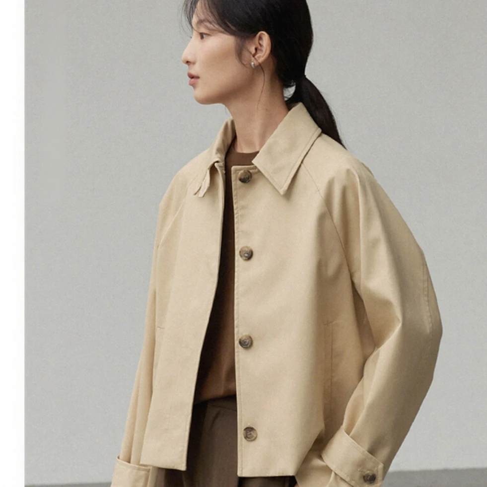 IC短款风衣外套女2025秋新款高级感宽松小个子英伦风工装休闲上衣