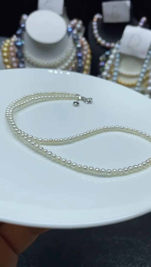 淡水珍珠未镶嵌颈饰多人3-4mm