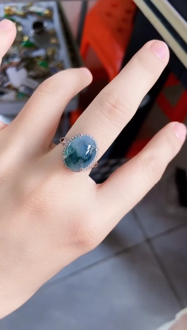 翡翠戒指银S925镶嵌12